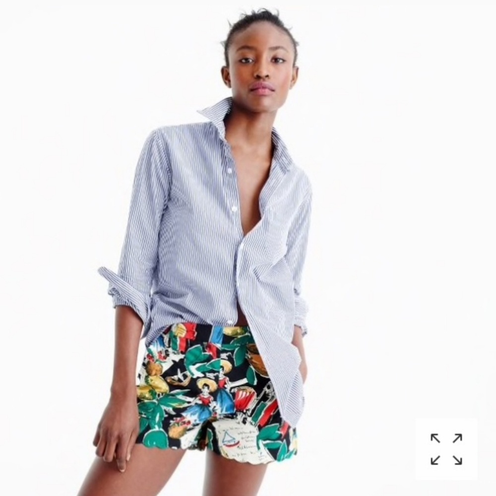 J. Crew High Waisted Postcard Print Shorts NWT